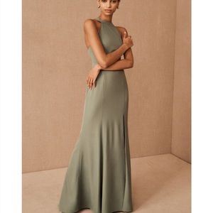 BHLDN Serephina Crepe Maxi Dress in Moss